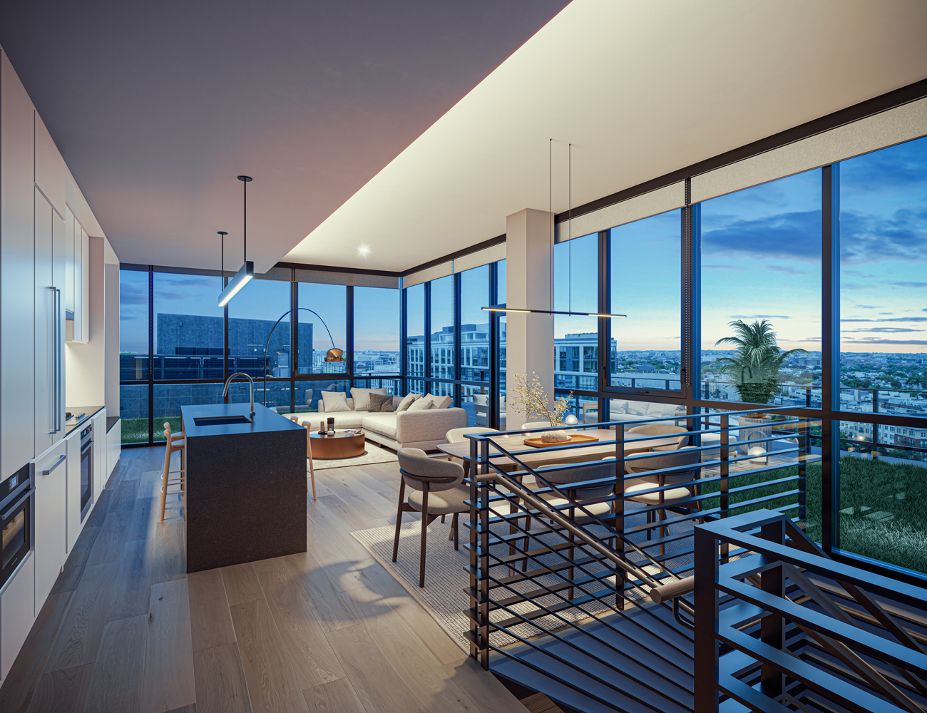 Elevated Living: Decoding the Secrets of Penthouse Interior Design - Penthouse Apartment With Artistic Lighting Fixtures And Modern Art